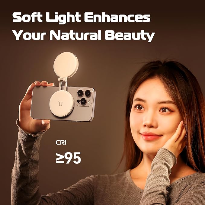 ULANZI Magnetic Selfie Light White, LED Fill Light Compatible with Magsafe, LED Selfie Ring Light Included Sticky Ring for Phones, for Selfies/Photography/TikTok/Zoom Calls/Video Recording - Image 5