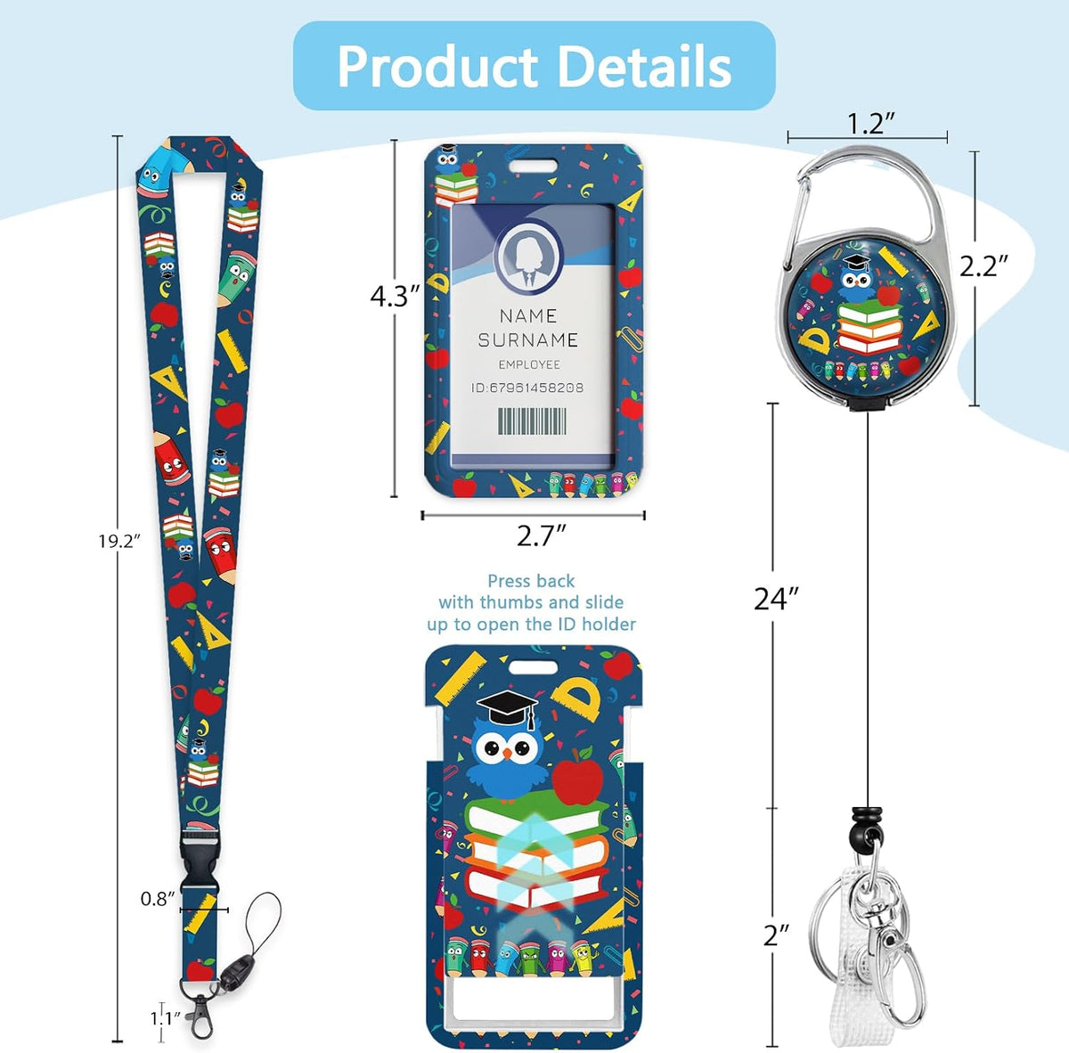 Teacher Lanyard with ID Holder, Cute Owl Lanyards for ID Badges - Image 5
