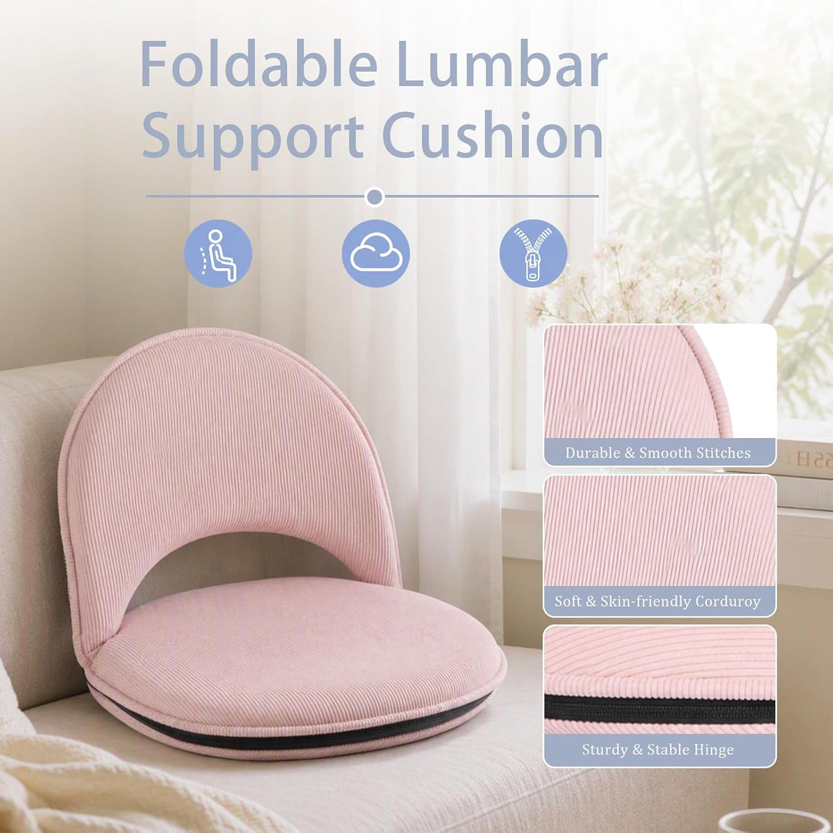 2 Pack Folding Floor Chairs with 5-Position Adjustable Back Support - Image 3