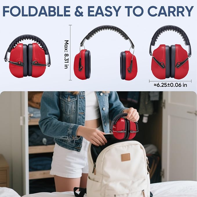 TICONN Noise Cancelling Ear Muffs for Adults, SNR 33dB Hearing Protection, Adjustable Safety Earmuffs for Construction - Image 6