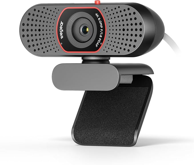 wegear 4K Webcam for PC, USB-A Computer Camera with Sony 1/2.55'' Sensor, 4K@30FPS & 1080P@60FPS, PDAF Autofocus, Dual Noise-Canceling Mics, Privacy Cover, 73° FOV for Meetings, Streaming & Gaming by wegear
