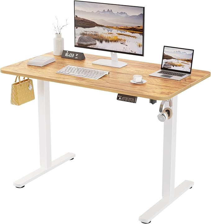 43"x24" Standing Desk, Height Adjustable Sit-Stand Home Office | Electric Adjustable Standing Desk, Sit to Stand Computer Office Desk with Splice Board, Memory Preset, Lifts 28.7''-46.5" by ERGOMAKER