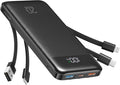 charmast Portable Charger Built-in Cables, 20000mAh Power Bank 6-Output | Travel Fast Charging Battery Pack for iPhone 17/16/15 Samsung Android, Flight-Approved, Multi-Device, USB-C & USB-A, LED % by charmast