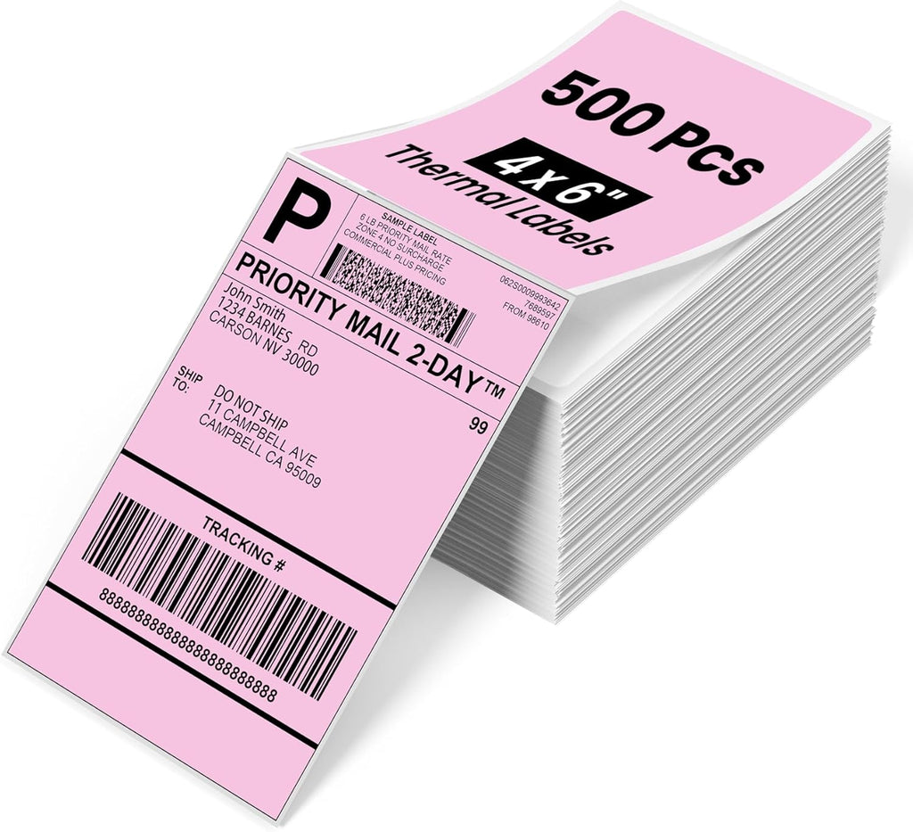 Phomemo 4x6 Thermal Shipping Labels Fan-Fold 500 PCS Adhesive Address Paper by Phomemo