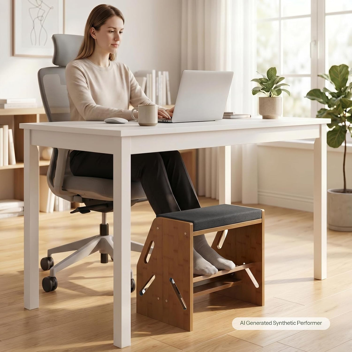 Adjustable Foot Rest Under Desk with Cushion and Non-Slip Design - Image 2
