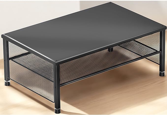 ECOLOVI 2-Tier Computer Monitor Stand Riser, Printer & Laptop Stand, Office Desk Accessories, Workspace Desk Organizer for Home Office Supplies, Black by ECOLOVI