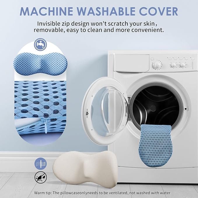 kasney Lumbar Support Pillow for Office Chair, Back Support Pillow, Blue | Memory Foam Lumbar Pillow for Low Back Pain Relief, Ergonomic Streamline Car Seat, Office Chair, Recliner and Bed - Image 7