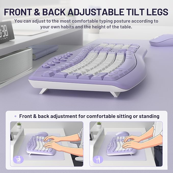 Wireless Keyboard and Mouse Combo Silent Ergonomic Curved Design for Office - Image 5