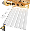 Delamu Cord Hider, 85in Cord Covers for 2-3 Wires on Wall, Self-Adhesive Cable Hider, Paintable Wire Hiders Wire Covers for TV Cords on Wall, Easy Mount Cable Cover Raceway Kit, W0.95 H0.55in, White by DELAMU