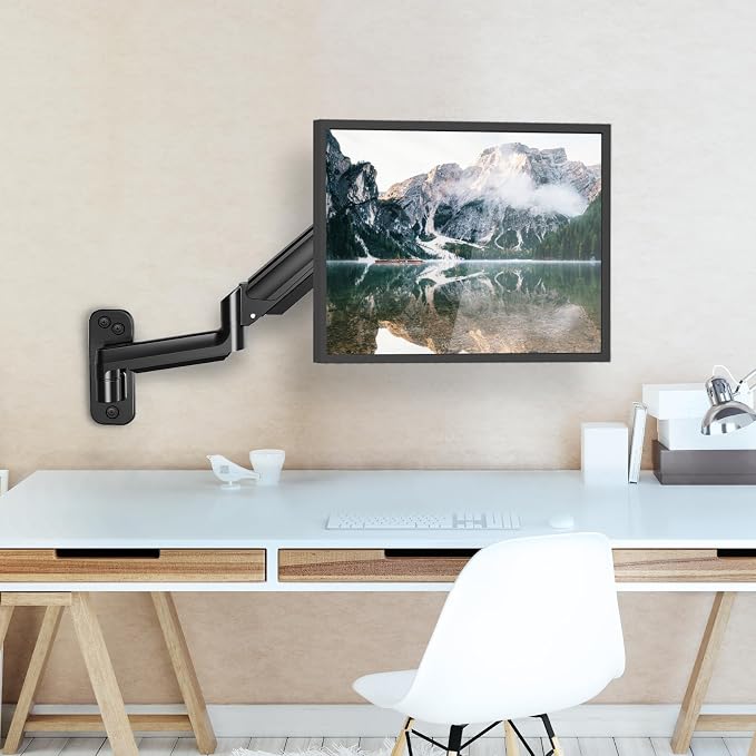 HUANUO Single Monitor Wall Mount for 13 to 32 Inch Computer Screen, Gaming Monitor Wall Mount Arm Holds up to 17.6lbs, Height Adjustable Full Motion Wall Monitor Mount-VESA Mount 75x75,100x100 - Image 8