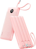 VRURC Portable Charger Power Bank, Built-in 4 Cables & 2 Ports 10000mAh | LED Display Slim Battery Pack,Compact Travel Essential Portable Phone Charger 5 Output for Multi Devices,Student/Teens(1Pack) by Home