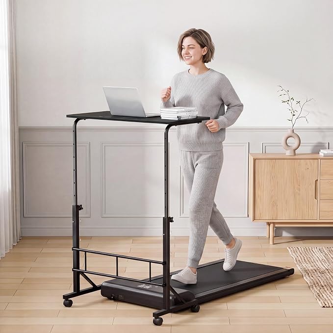 OLIXIS 31.5" Walking Pad Desk, Laptop Desk, Home Office | Lockable Wheels, Adjustable Height, Portable Rolling Design, Treadmill Use, Stand Up Style, Black - Image 2