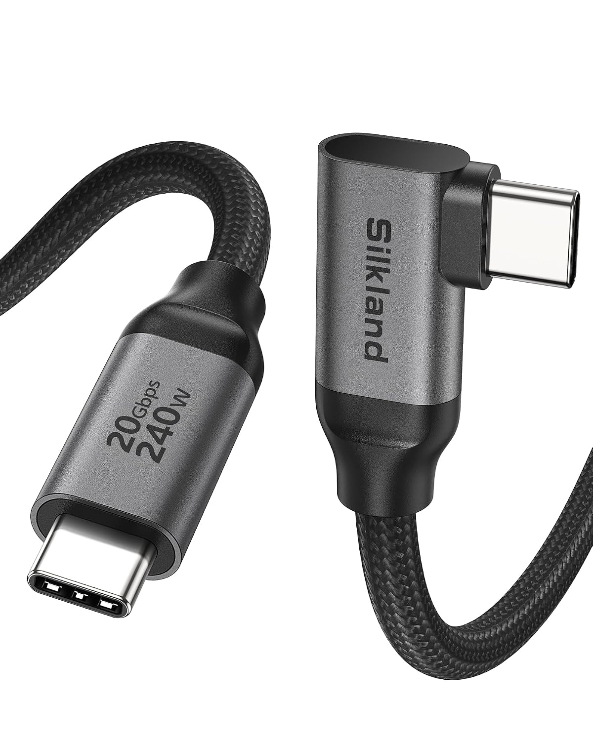 Silkland USB C Monitor Cable Right Angle 6.6FT, 8K@30Hz 5K/4K@60Hz Display by Silkland