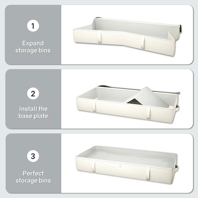 2-Pack Under Bed Storage Containers, 8 Inches Tall Clothes Storage, Beige | Large Capacity Collapsible Underbed Organizer with Sturdy Sidewalls/Bottom, Cotton Linen Bins, For Seasonal Clothes & Bedding - Image 8