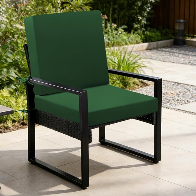 Outdoor Chair Cushions Set of 2, 19x19x3Inch Waterproof & Fade Resistant Patio Furniture Seat Cushions with Ties, Square Outdoor Dining Chair Cushions for Lawn, Garden, Deck&Yard, Forest Green - Image 9