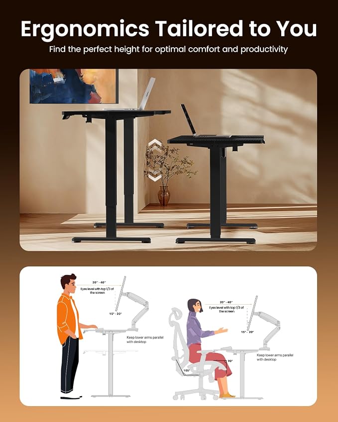 ErGear Height Adjustable Electric Standing Desk, 48 x 24 Inches Sit Stand up Desk, Memory Computer Home Office Desk, Carbon Fiber Black - Image 7