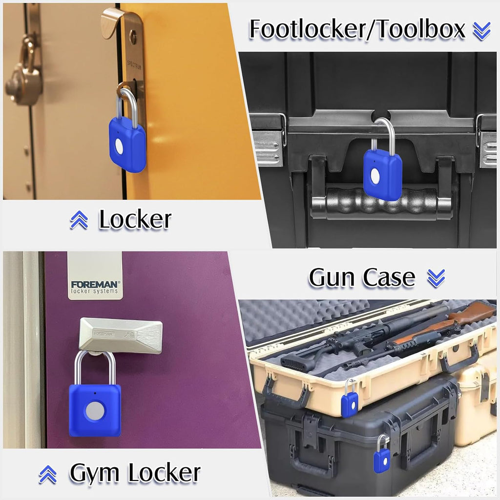 Fingerprint Padlock, Smart Padlock, Locker Lock, Fingerprint Lock with APP Unlock, USB Rechargeable, Suitable for Gym Locker, Locker(Sapphire Blue) - Image 9