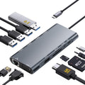 USB C Hub Multiport Adapter, 11 in 1 USB C Docking Station with 4K HDMI, 1080P VGA, 100W PD, USB 3.0, RJ45 Ethernet, TF/SD Card Reader, 3.5mm Audio, USBC Dongle for MacBook Pro/Air, Windows, Laptops by Luonanava
