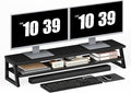 HOOBRO 2-Tier Dual Monitor Stand Riser, 39 Inch Large Computer Monitor Stand for 2 Monitors, Computer Monitor Riser, Desk Shelf Organizer for Office Desk, Accessories, Black BB122CJ01 by HOOBRO