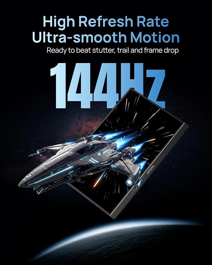 ARZOPA 16.1'' 144Hz Portable Gaming Monitor, 106% sRGB 1080P FHD Kickstand Portable Monitor with HDR, Ultra Slim, Eye Care, External Second Screen for Laptop, PC, PS5, Mac, Xbox-Z1FC - Image 2