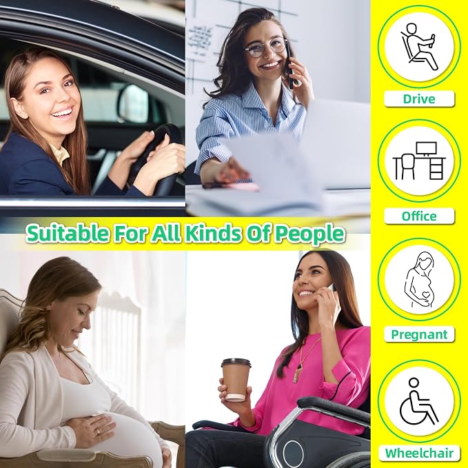 kingphenix Car Seat Cushion with Back Support Pillow, Memory Foam, Grey | Memory Foam Car Cushion for Long Driving, Truck, Office Chair, Tailbone and Lower Back Support - Image 4