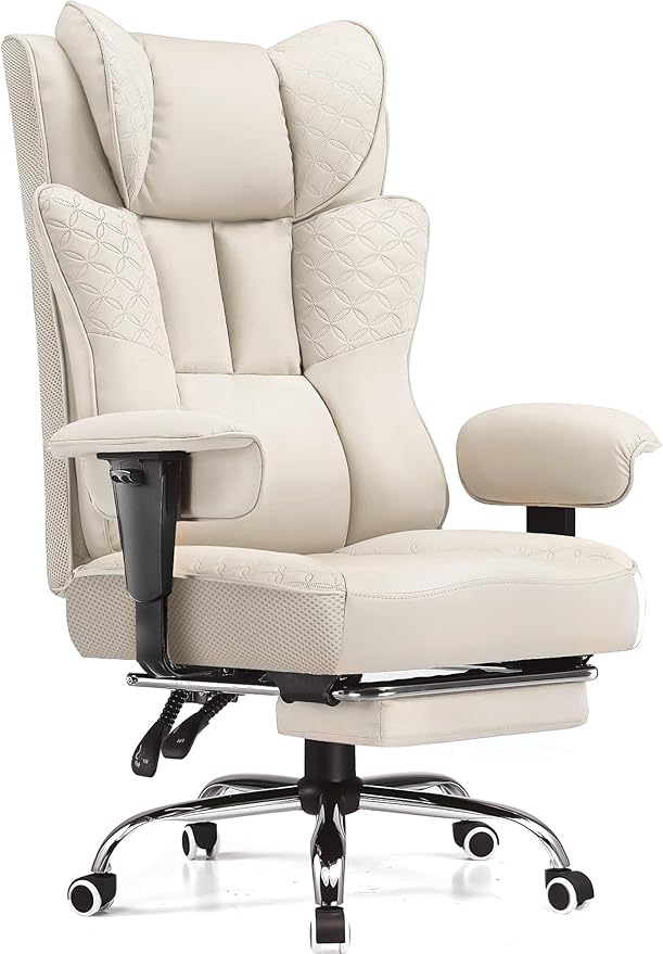 GTPLAYER Big and Tall Office Chair Wide Ergonomic Gaming Chair with Deluxe Embossing Designed Leather with Foot Rest,150°Reclining Adjustable Soft Armrests Pocket Spring Back Support and Pillow by GTPLAYER