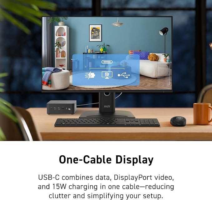 msi PRO MP272 E14C 27-inch IPS 1920 x 1080 (FHD) Office Monitor, 144Hz, Free-Synch, HDMI, USB C (15W Power Delivery), VESA Mountable, Tilt, Speaker, 4-Side Slim Bezel 1ms, Black - Image 3