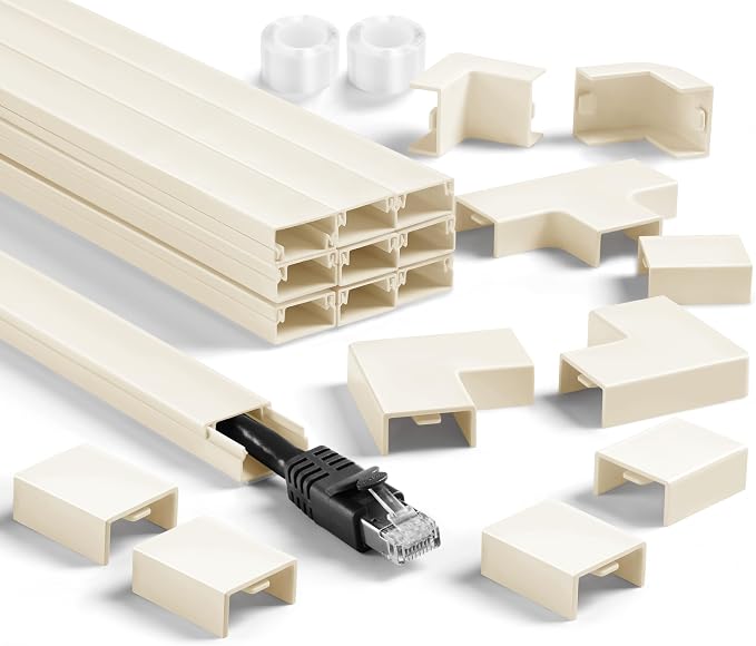 157in Cord Hider Wall Kit, Cable Hider for 1 Thick Cord, Beige | Wire Covers for Cords - TV Cord Cover Wall Kit, Cable Cover Cable Raceway , Wall Cable Concealer 10 x L15.7”, W0.78” H0.4” by YCLYC