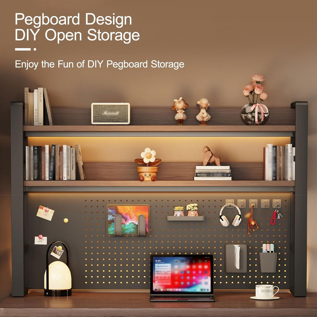 Desktop Bookshelf with Pegboard, Clamp On Desk Shelf, with Multipurpose Design, Dorm Bookshelf, Storage Shelf, for Office Desk Organization(Black,95 * 93cm/37.4 * 36.6in) - Image 5