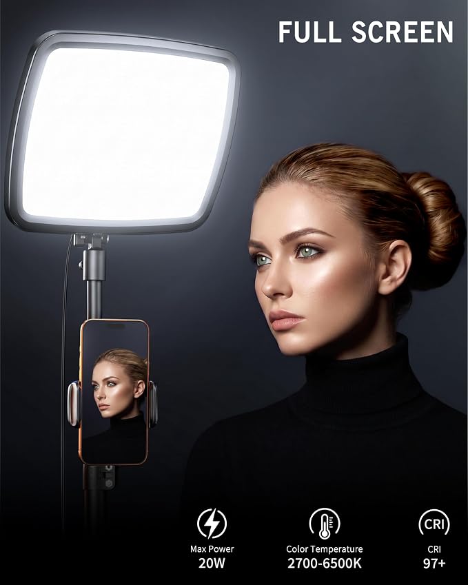 NiceVeedi 14" Soft Large Light with 72" Stand, 3 Color Full Screen Dimmable Ring Light, 2.4G Remote/Phone Holder/Tripod with Ring Light for Video Recording/Home Office/Makeup/Zoom/Stream/TikTok - Image 4