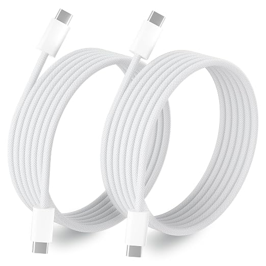 USB C Cable 6FT, 2-Pack Braided USB C Charging Cable | 60W Fast Charger Cord, Long USB C to USB C Cable for iPhone 17/16/15 Pro Max, iPad Pro Air, MacBook, Samsung Galaxy S26 by TISENPET