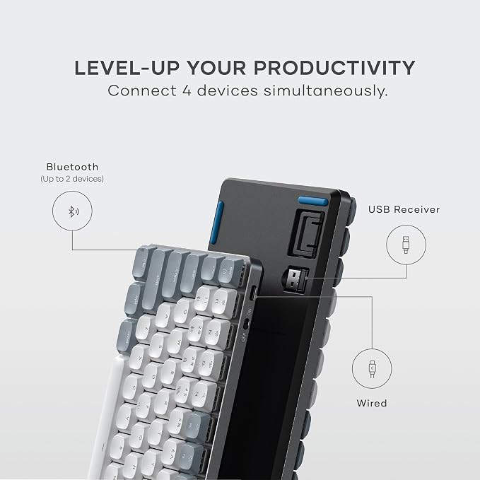 Satechi SM1 75% Mechanical Keyboard, Backlit Bluetooth, Light Gray/White | 84 Keys, Compact Wireless, Gaming, for Mac and Windows - Image 2