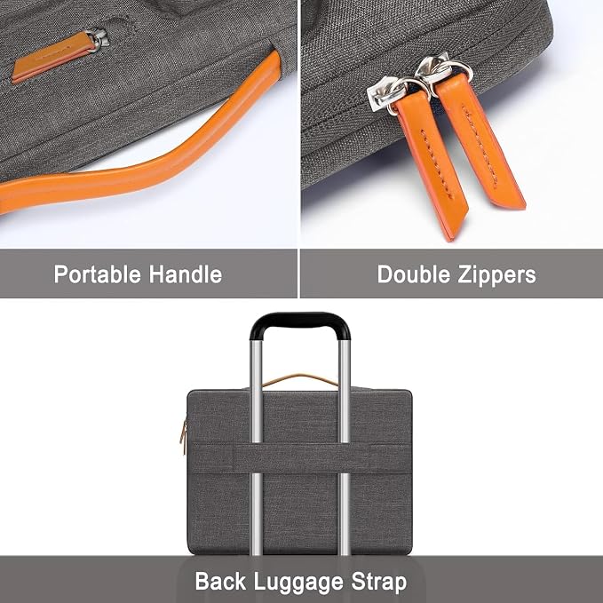 MOSISO 360 Protective Laptop Case 13.3 inch, 13-13.3 inch Laptop Sleeve | Compatible with MacBook Air/Pro 13 / Pro 14,HP Dell Acer ASUS, Side Open Carrying Case with 4 Zipper Pockets, Taupe Gray - Image 3
