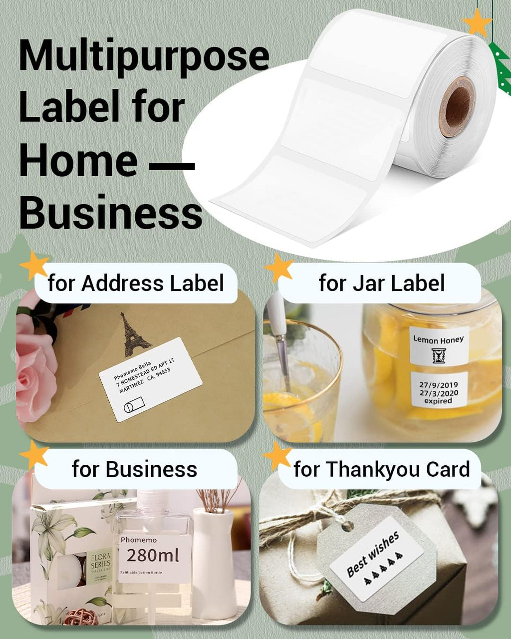 Phomemo Labels 3 Rolls, 1.57"x1.18", for M110/M100/M220/M108, 960 PCS - Image 5