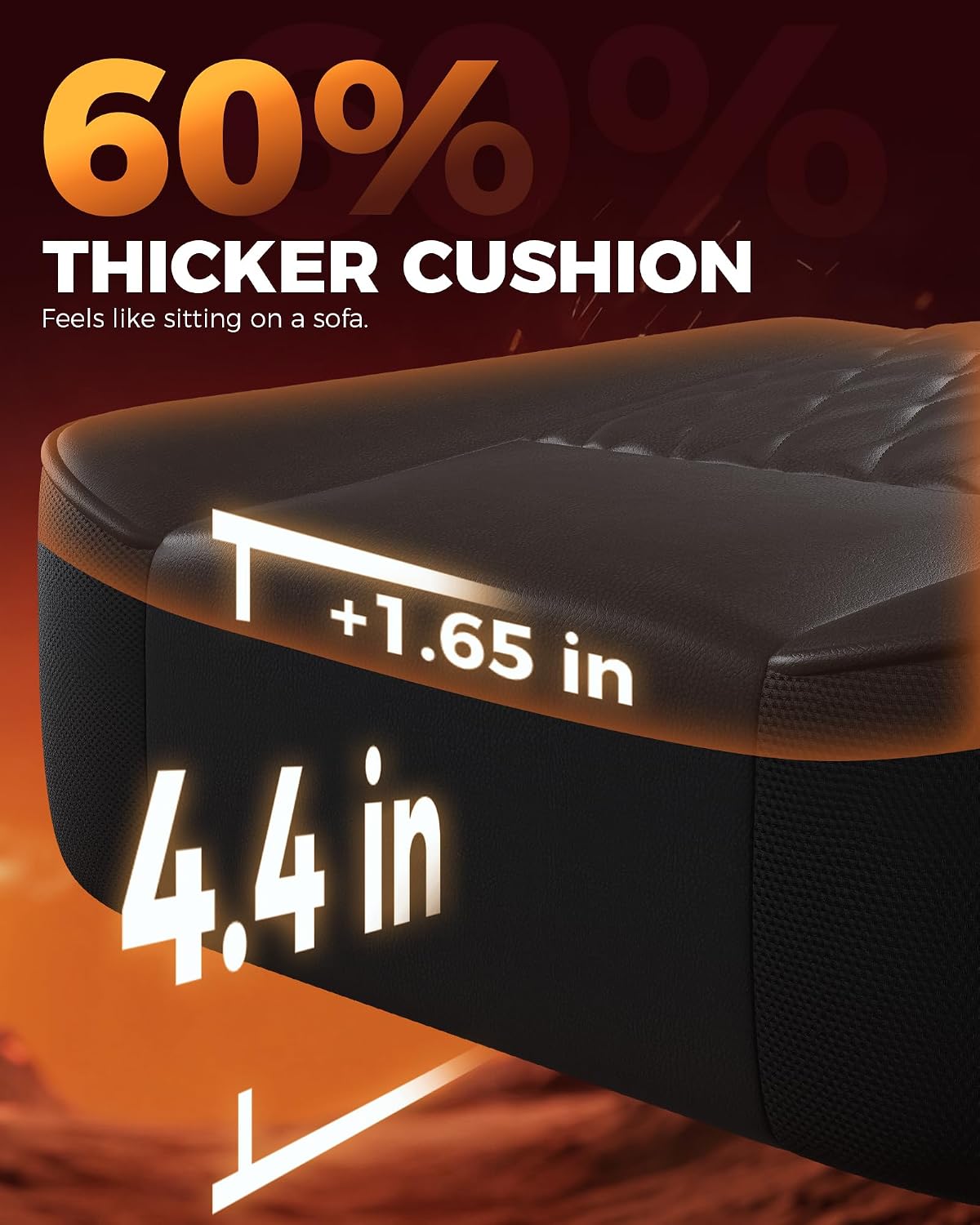 GTPLAYER Big and Tall Gaming Chair with Footrest, Ergonomic Office Desk Chair with 4.4in Thick Cushion and Wide Wingless Seat, Comfortable Leather Computer Chair, Predator Series, Phantom Black - Image 7