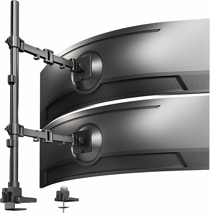 VIVO Dual Ultra-Wide Monitor Extra Tall Desk Mount for up to 49 inch Ultrawides, Clamp-on Adjustable Stand Holds 44 lbs per Screen, VESA up to 100x100mm, Black, STAND-V120T by Unknown