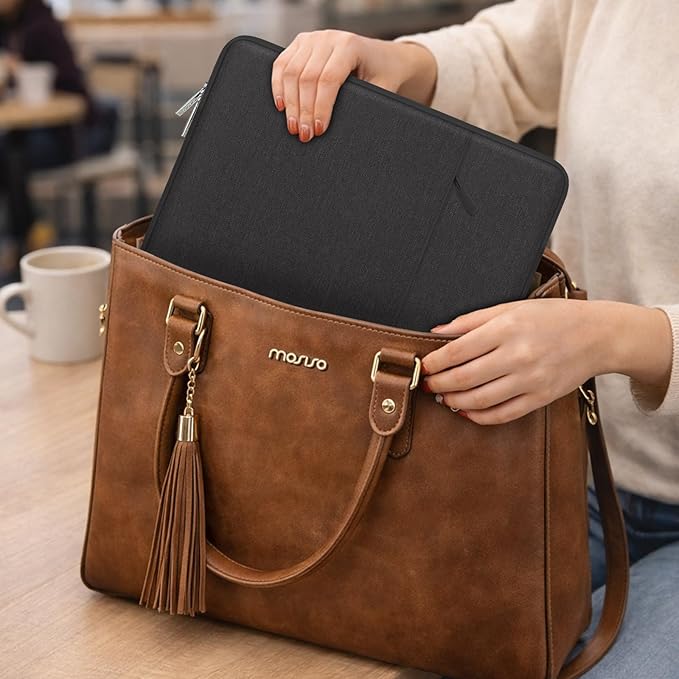 MOSISO Laptop Case 24 inch, 24 inch Laptop Sleeve Bag with Pocket | Compatible with ASUS Gaming Monitor HP Dell Lenovo Notebook Computer, Polyester Vertical Computer Bag, Black - Image 6
