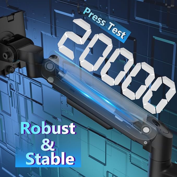 WALI Vertical Dual Monitor Arm for 13-49 inch Curved Screens, up to 44 lbs | Heavy Duty Stacked Ultrawide Monitor Arm, Full Motion with Tilt, Swivel, Rotation, C-Clamp & Grommet Base, VESA 75/100mm - Image 7