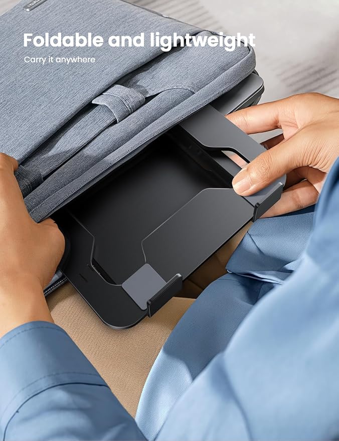 LOXP Adjustable Laptop Stand for Desk, Portable Airflow Laptop Riser Holder | Metal, Foldable, Ergonomic, Computer Notebook Stand Perfect for Home Desk, Office, Coffee Shops, Travel, 10-15.6" Laptops - Image 8