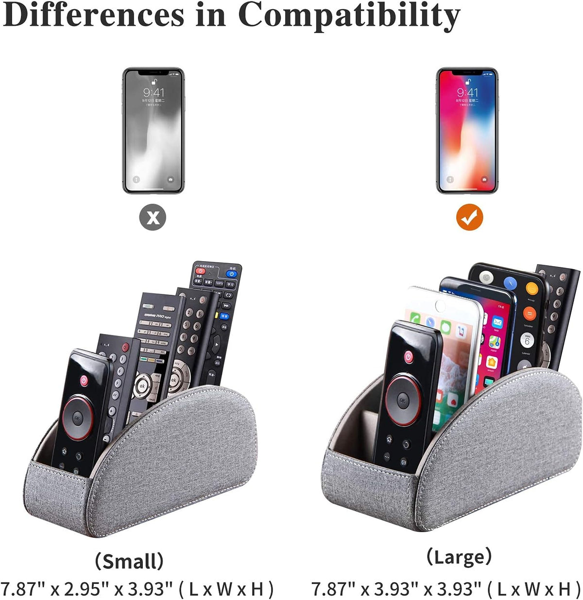 Pu Leather TV Remote Control Holder with 5 Compartments,Remote Caddy/Tray - Image 3