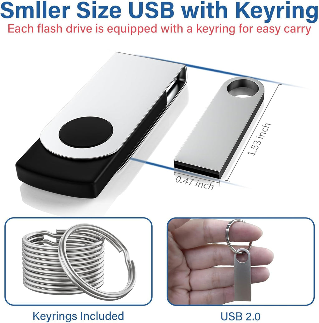 32GB USB Flash Drive 5 Pack, Wooolken Sleek Metal USB 2.0 Thumb Drive - Image 4