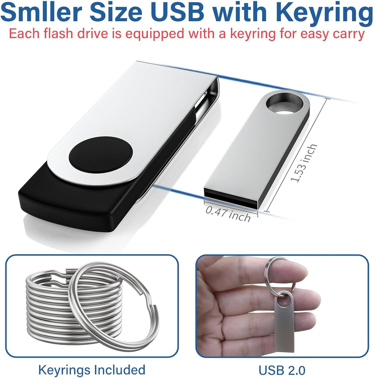 32GB USB Flash Drive 5 Pack, Wooolken Sleek Metal USB 2.0 Thumb Drive - Image 4