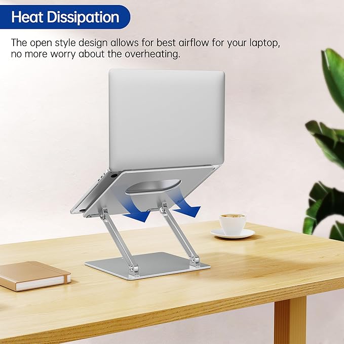 BESIGN LS10 Laptop Stand for Desk, Ergonomic Adjustable Notebook Tablet Stand, Foldable Laptop Riser, Portable Desktop Book Stands, Computer Holder Compatible with 10-14" Laptops, Silver - Image 4