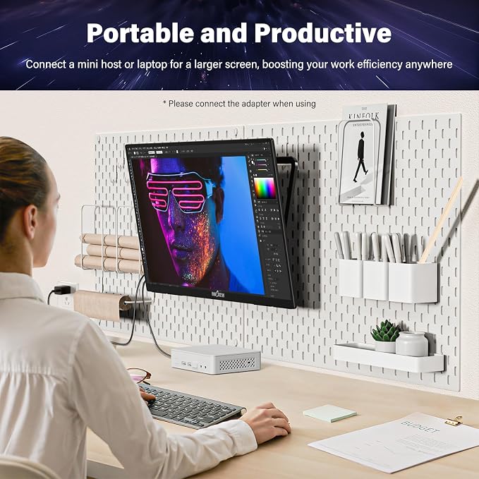 2K 180Hz Portable Gaming Monitor, 23.8" 2560x1440 QHD Fast IPS ∆E<2 100% sRGB Portable Monitor w/180° Adjustable Stand Type-C HDMI Eye Care External Second Screen for Laptop Phone PS4 PS5 Switch Xbox - Image 6