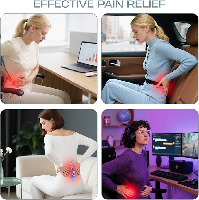Skechers Lumbar Pillow Premium Memory Foam,Double-Layer-Office Chair Cushion for Tailbone Pain Relief,Butt Pillow for Office Chair,Car seat Cushion,Long Sitting Office Workers,and Car Drivers,Black - Image 9