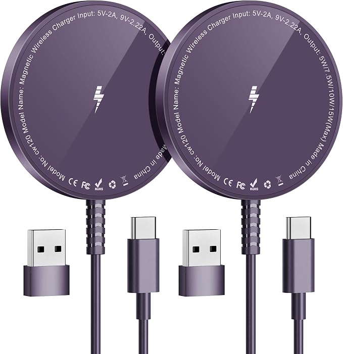Magnetic Wireless Charger for iPhone: Compatible with Magsafe Charger iPhone 17 16 15 14 13 12 Series & Airpods 4 3 2 Pro-Fast 15W Max Charging Pad Strong Magnet, Dual USB-C/A Ports-Home Office Travel - Image 8