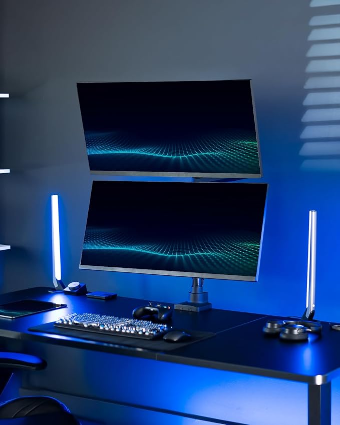 VIVO Pneumatic Arm Dual Ultrawide Monitor Extra Tall Desk Mount for Up to 49 inch Screens, Heavy Duty Clamp, Holds 2 Ultra Wides Up to 44 lbs, Black, STAND-V120K - Image 7