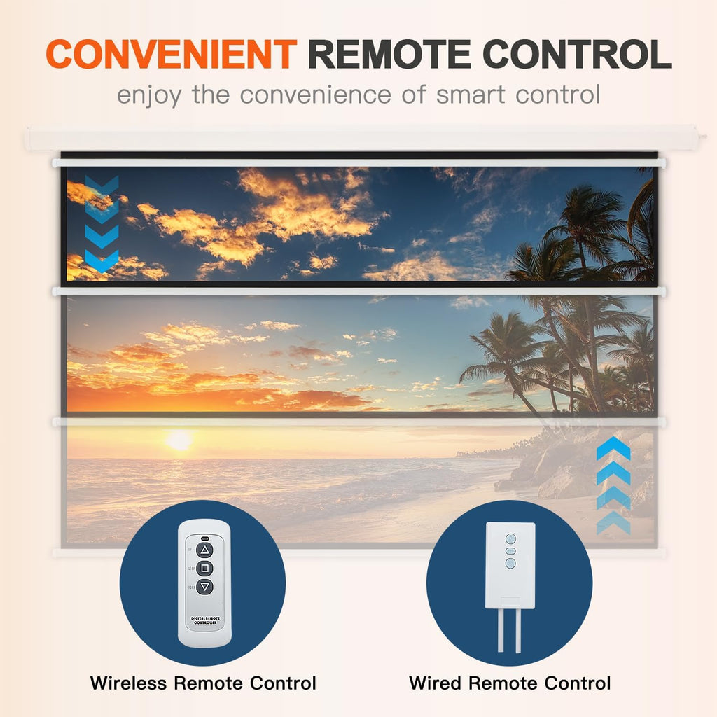 110" Projector Screen Motorized 16:9 for Home Theater Outdoor White - Image 7