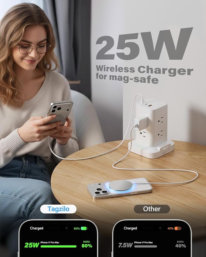 2Pack Magnetic Wireless Charger 25W Fast Charger for iPhone 17/16/15/14/13/12 Series & AirPods, Portable Wireless Charging Pad for Travel Home Office Desk, 9.8FT-White with Plug - Image 2