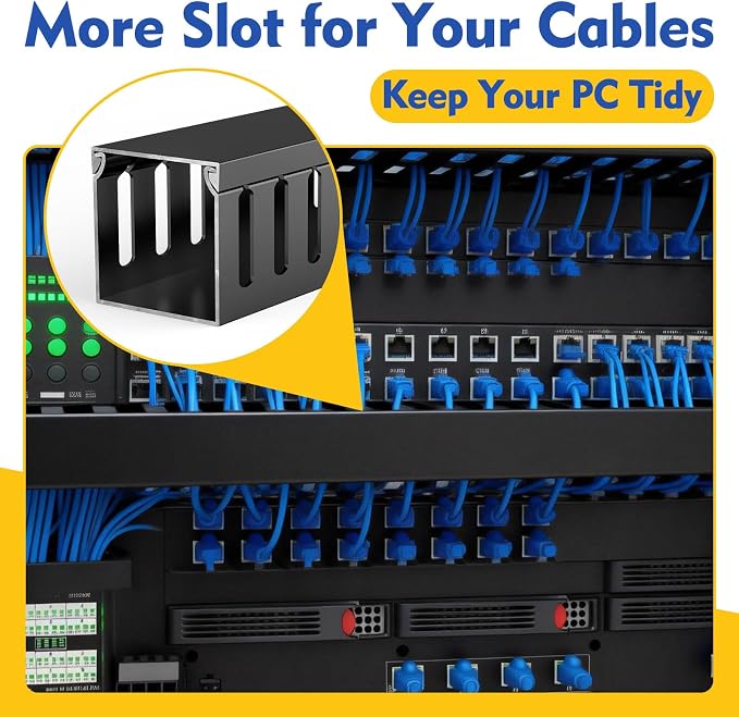 Open Slot Wiring Raceway Cable Duct,Cable Management Cord Track | 123" open slot cable raceway,Black 1.57x1.57",8 pcs desk wire channel to hide computer cables and cords - Image 7